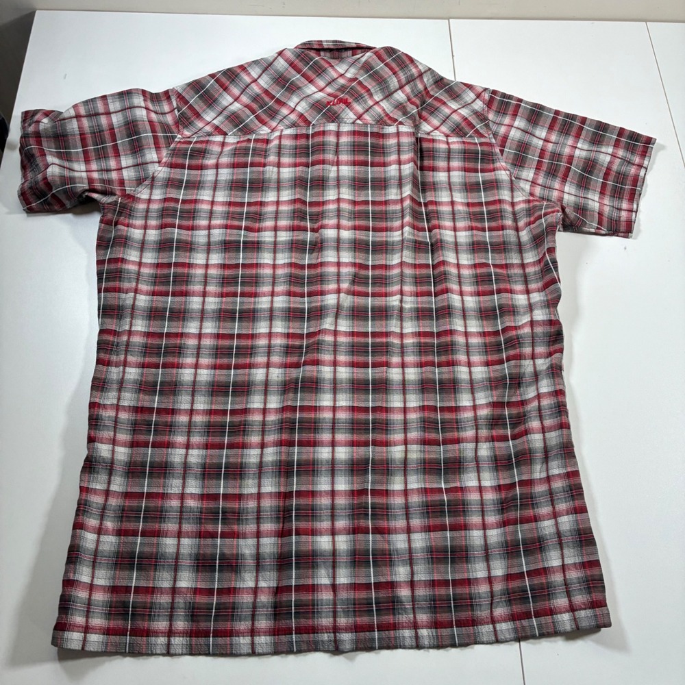 Kuhl Button Hiking Shirt Medium Red Plaid Short Sleeve Performance Pocket - Picture 4 of 10